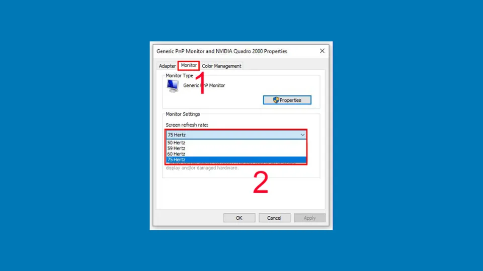 Cách chỉnh tần số quét màn hình trên thiết bị máy tính