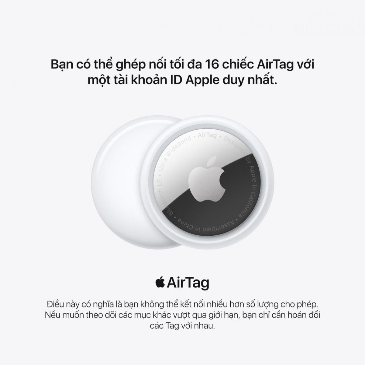 Bạn có thể ghép nối tối đa 16 chiếc AirTag với một tài khoản ID Apple duy nhất