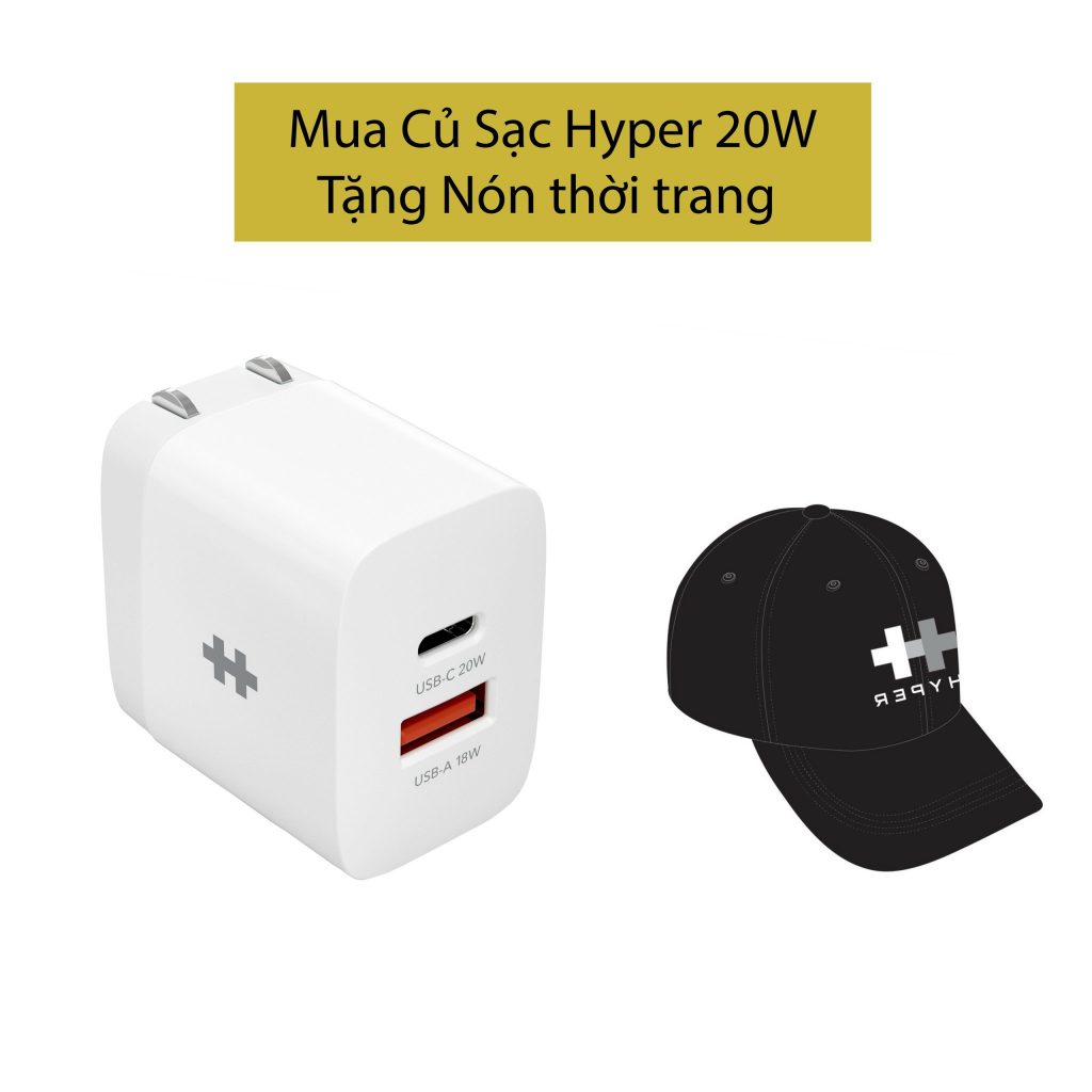 Sạc nhanh 2 cổng HyperJuice 20W Charger Small Size