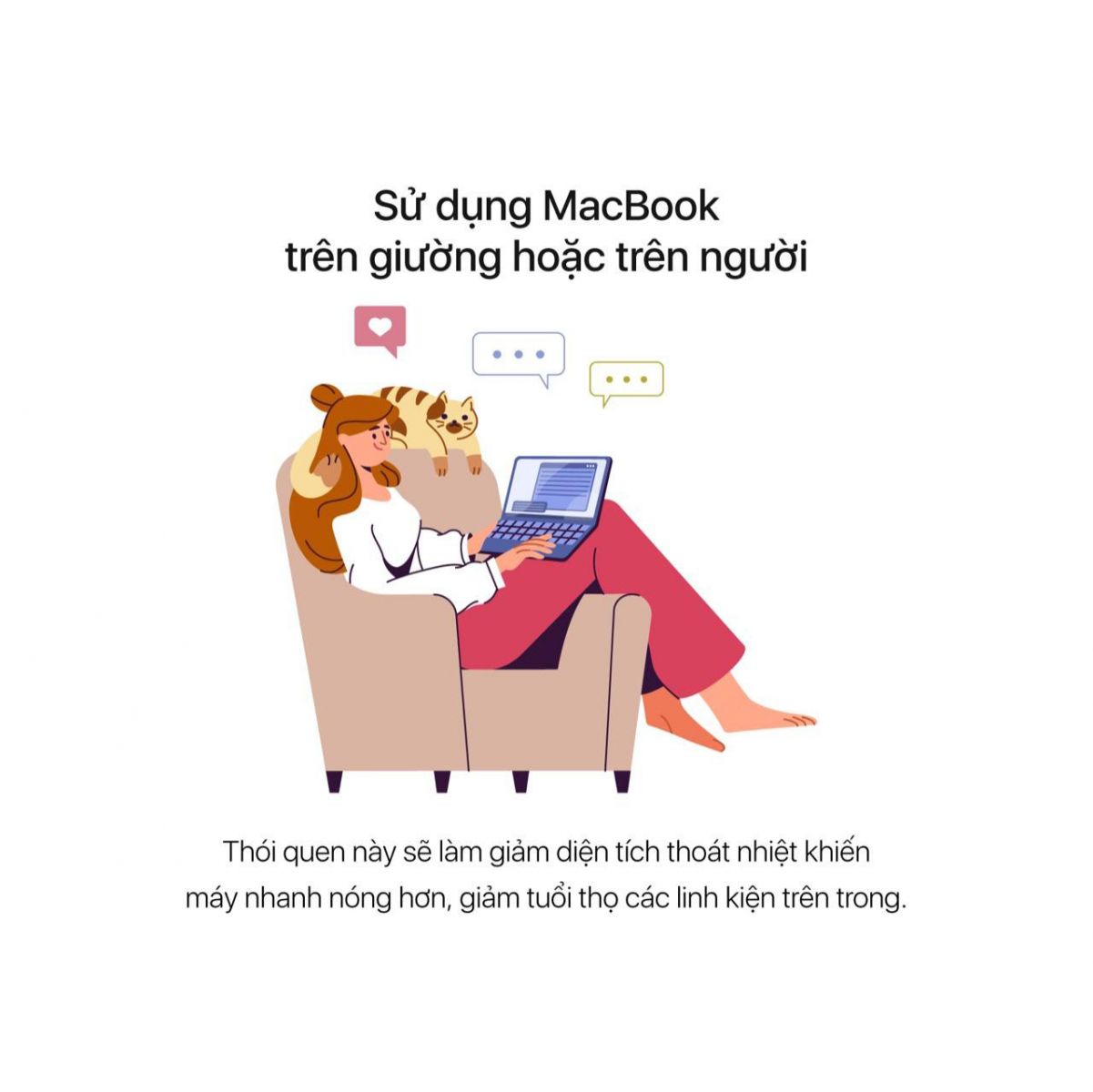 Sử dụng MacBook trên giường hoặc trên người
