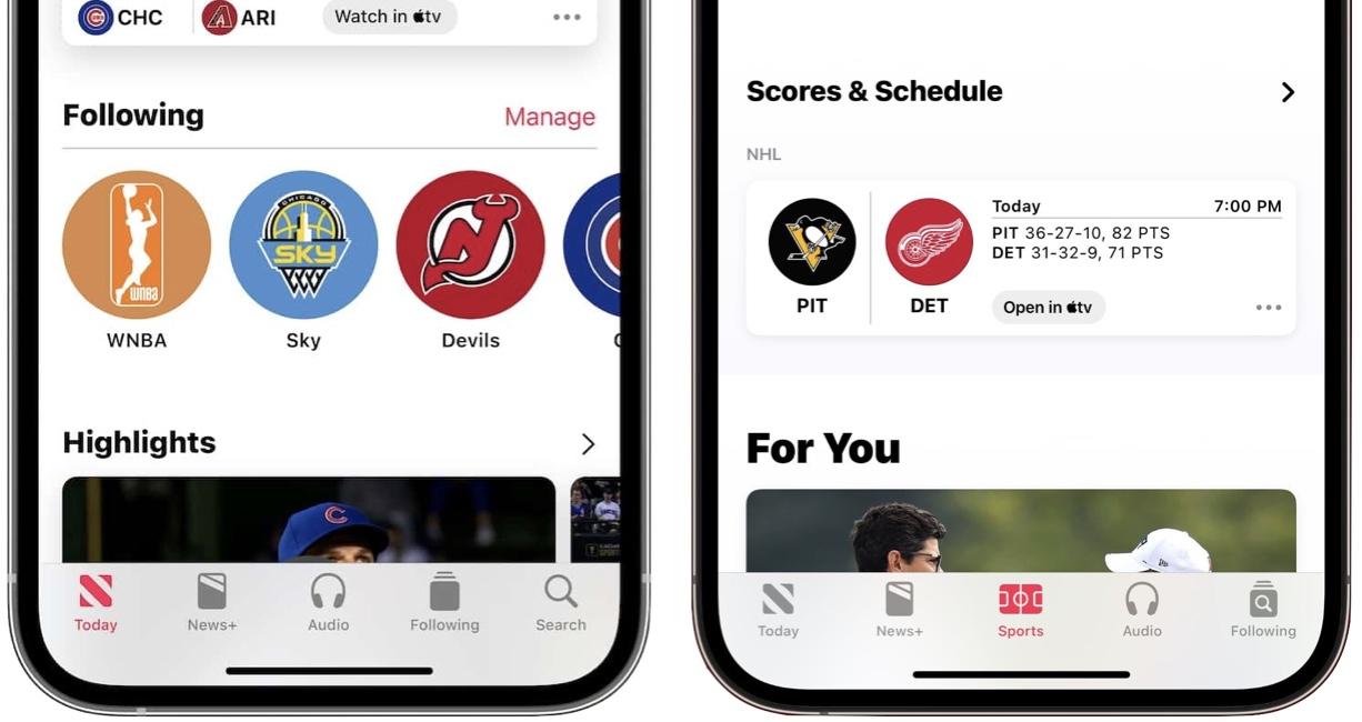 Danh mục Thể thao mới trên ứng dụng Tin tức Apple
